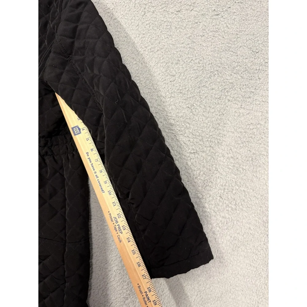 St. John's Bay Jacket Womens 1X Black Quilted Hooded Faux Fur Lined‎ Zip Pockets